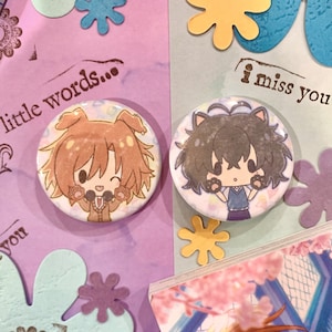 sasaki and miyano | sasamiya, sasaki to miyano | buttons, button set