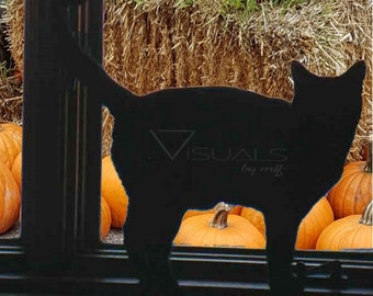 Chat dans l’impression de fenêtre, photo de chat d’Halloween, téléchargement de chat noir, téléchargement instantané, photographie de vacances, art imprimable, impression numérique, art mural