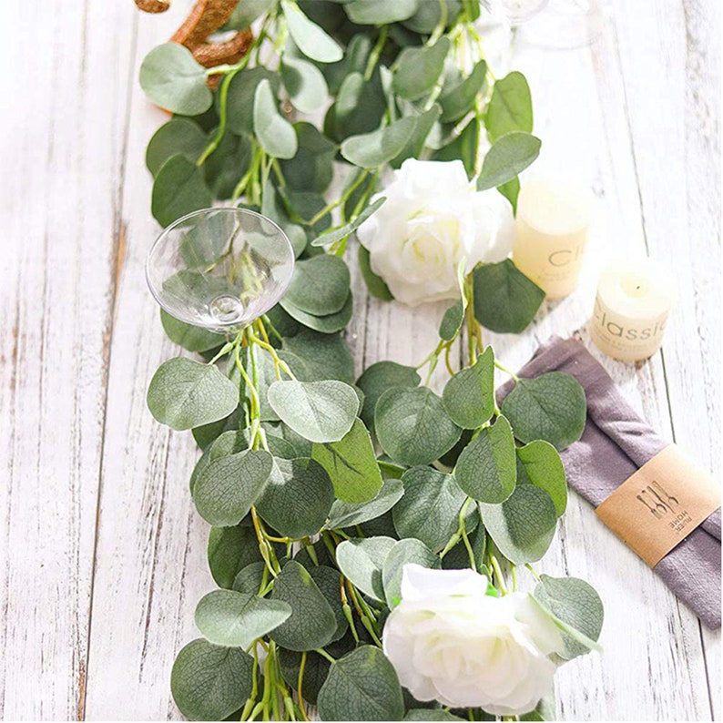 fake silver dollar eucalyptus garland