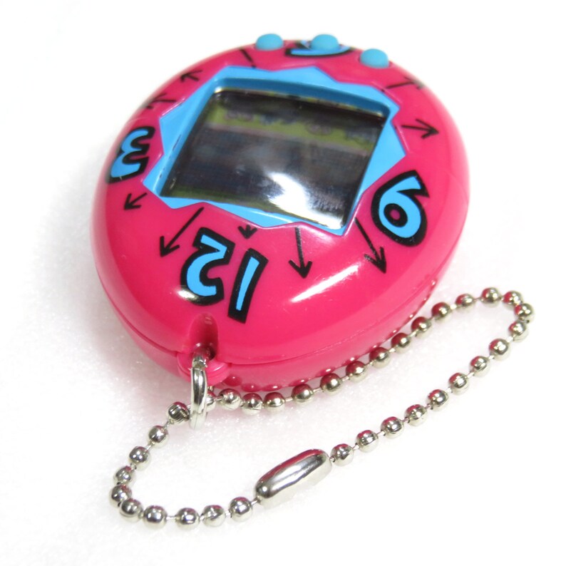 Tamagotchi Original Gen 1 Time Clock Pattern Magenta 1996 Bandai Japan Virtual Pet FS