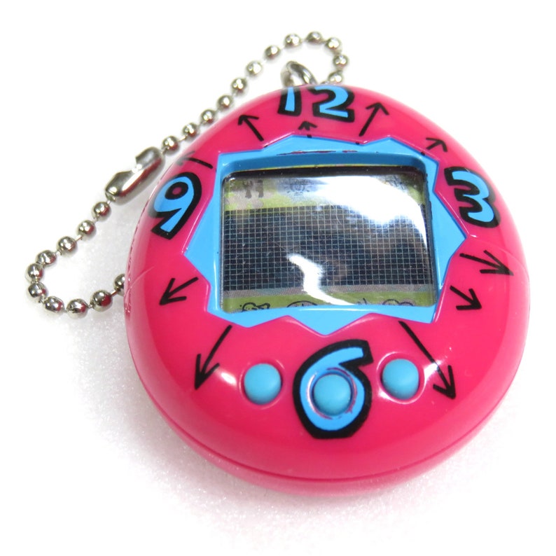 Tamagotchi Original Gen 1 Time Clock Pattern Magenta 1996 Bandai Japan Virtual Pet FS