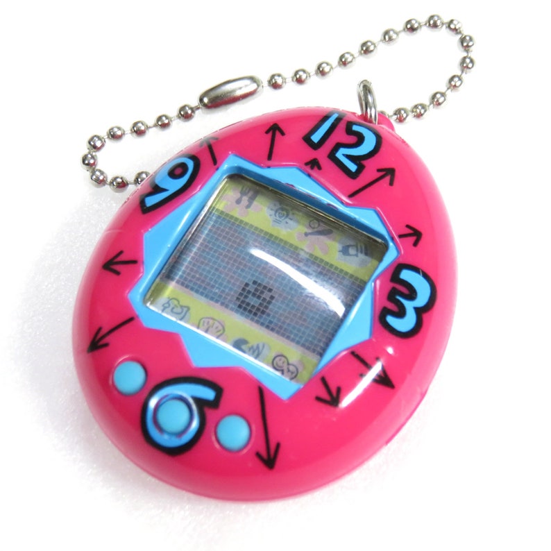 Tamagotchi Original Gen 1 Time Clock Pattern Magenta 1996 Bandai Japan Virtual Pet FS