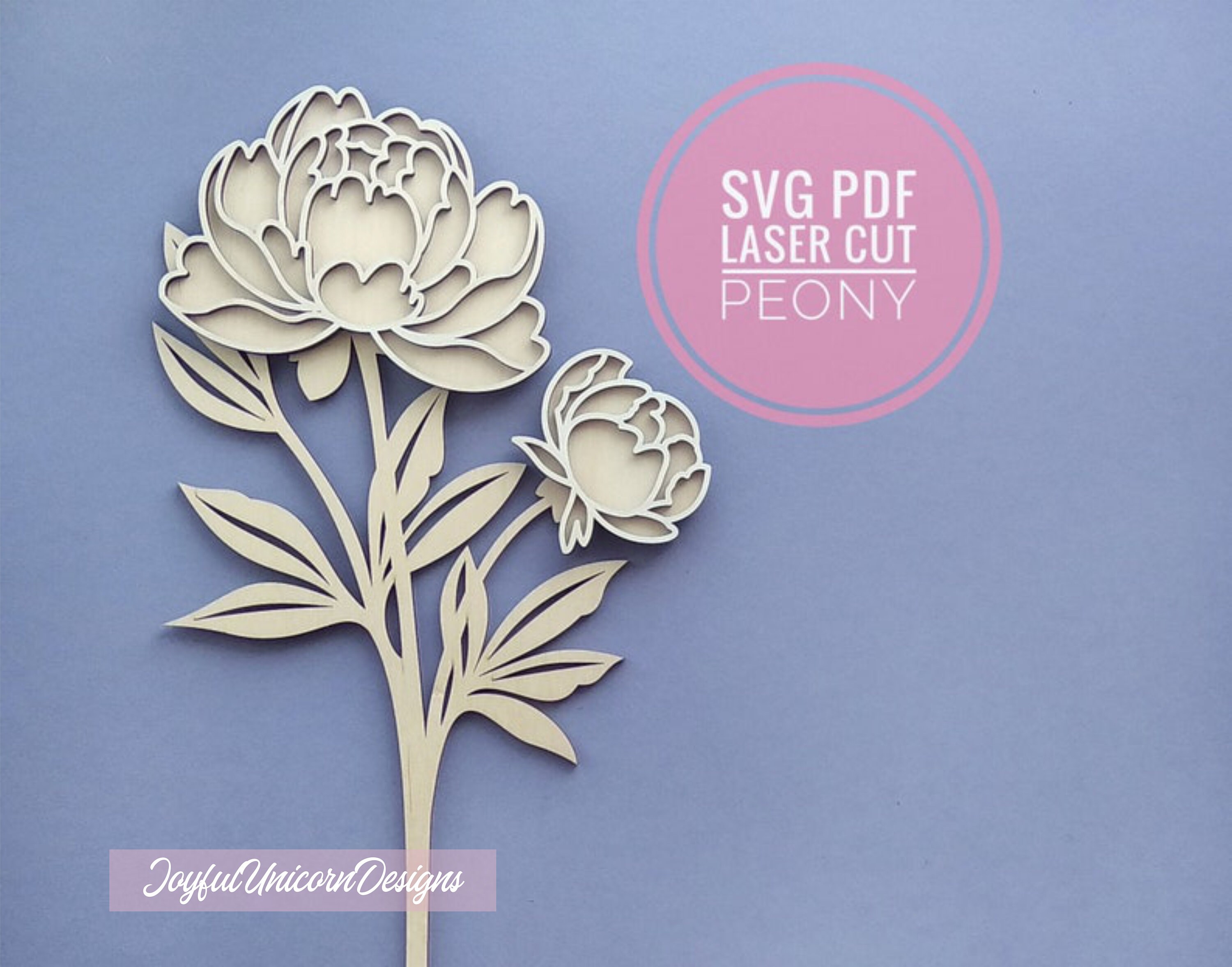 Peony SVG Peony Flower SVG Laser Cut Flowers SVG Layered Etsy Australia