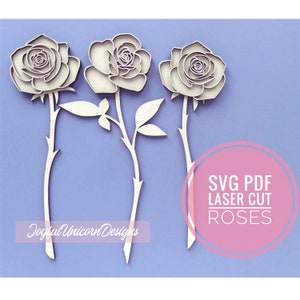 バラのSVG、バラの花のSVG、レーザーカットの花のSVG、バラの束のSVG、レイヤードフラワーのSVG、GlowforgeとCricut用のレーザーカットファイル