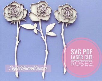 Rose SVG, Rose Flower SVG, Laser Cut Flowers SVG, Roses Bundle svg, Layered Flowers svg, Laser Cut File for Glowforge and Cricut