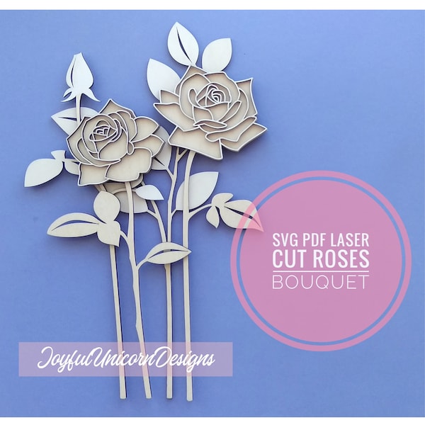 Rose Flower SVG, Rose SVG Bundle, Rose Bouquet SVG, Wood Flower Bouquet, Layered Rose svg, Laser Cut Flower svg, Cricut Flower svg