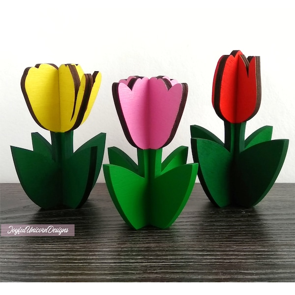 Tulip SVG Bundle, 3D Tulip Flower SVG, Laser Cut File for Glowforge and CNC, Mothers Day Flowers, Wood Flower Table Decor, Laser Cut Flower