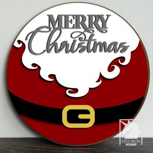 Cinto de Papai Noel, cabide de porta de Feliz Natal, arquivo SVG cortado a laser, barba de Papai Noel, decoração de porta da frente, Glowforge, arquivos Cricut Xtool Ready