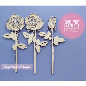 Ich liebe dich Rose SVG Bundle, Valentinstag Rose SVG, Laser geschnittene Blumen SVG, geschichtete Blumen svg, Laser Cut-Datei, Holz Rose svg