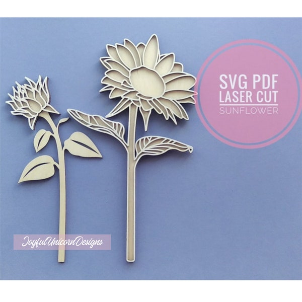 Sunflower SVG, Sunflower SVG Bundle, Wood Flower Bouquet, Laser Cut Flowers SVG, Cricut and Glowforge svg File, Layered Flower svg