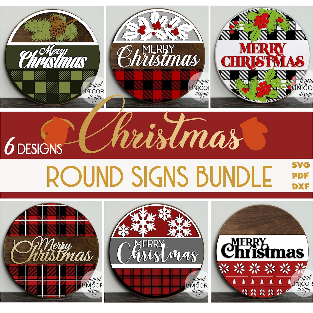 Merry Christmas Round Signs SVG Bundle Christmas Door Hangers Merry christmas round signs svg bundle christmas door hangers
