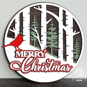 Cartello stradale a strati con scritta "Buon Natale" in formato SVG, taglio laser, per appendere alla porta le festività natalizie, per Glowforge XTool Cricut SVG DXF