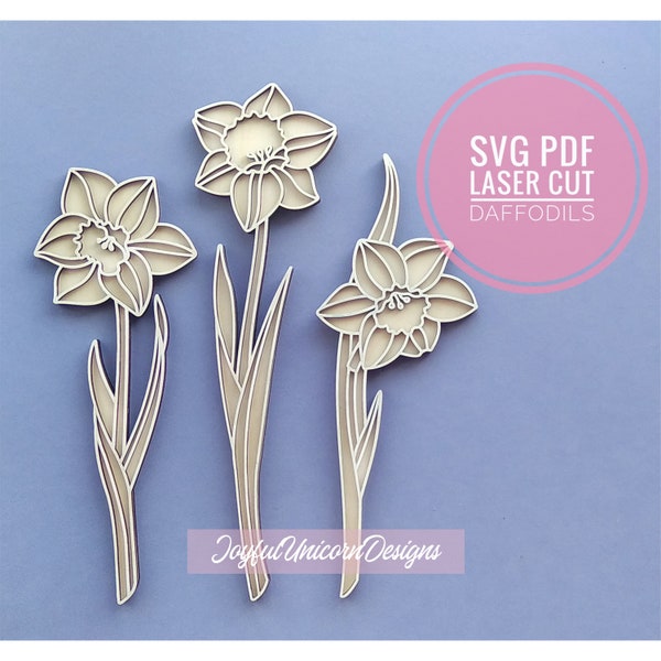 Jonquille fleur SVG, SVG fleur narcisse, jonquille Bundle SVG, fleurs coupées au laser pour Cricut et Glowforge, fichier découpé au laser