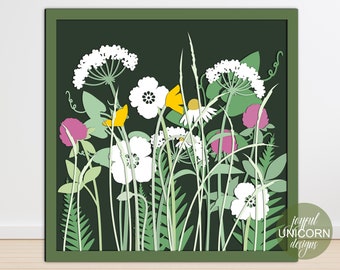 Multilayer Wildflowers Sign SVG, 3D Wildflower Panel SVG, Laser Cut File for Cricut and Glowforge, Mother's Day Wild Flower Bouquet svg File