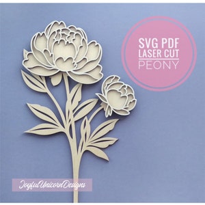 Peony SVG, Peony Flower SVG, Laser Cut Flowers SVG, Layered flower svg, Laser Cut File for Cricut and Glowforge, Wood flower svg