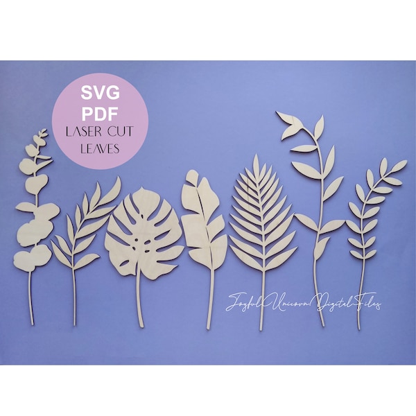 Leaves Bundle SVG, Tropical Leaves SVG, Laser Cut File for Cricut and Glowforge, Monstera Leaf svg, Palm leaf svg, Eucalyptus Leaf svg