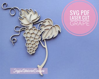 Grape SVG, Grape Branch SVG, Laser Cut Plant, Fruit SVG, Glowforge and Cricut Ready File, Layered Flower svg, Laser Cut File