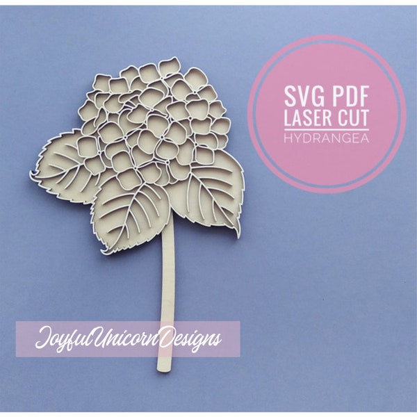 Hydrangea SVG, Hydrangea Flower SVG, Laser Cut Flower SVG, Glowforge Ready File, Garden Flower svg, Layered Flower svg, Cricut Flower svg