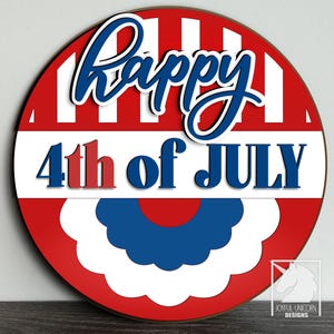 4.Juli Runde Zeichen SVG Türhänger SVG Türschild Willkommensschild Glowforge Xtool Cricut Bereit Datei Laser Cut Datei