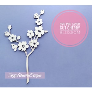 桜のSVG、レーザーカットの花、桜のSVG、日本の花のSVG、CricutとGlowforge用のレーザーカットファイル、木製の花のSVG