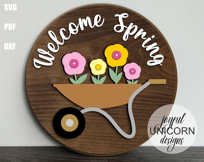 Spring Welcome Sign SVG, Garden Welcome Sign SVG, Spring Door Hanger ...