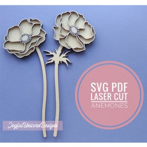 Anemonen SVG, Anemonen Blume SVG, Laser geschnitten Blume SVG, Wildblumen svg, Laser Cut-Datei für Cricut und Glowforge, Anemonen Vorlage svg
