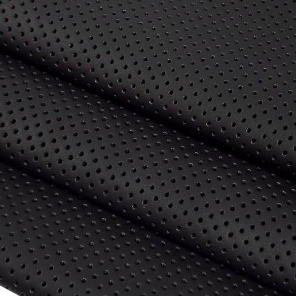 Jet Black Matte Perforated Soft Leather