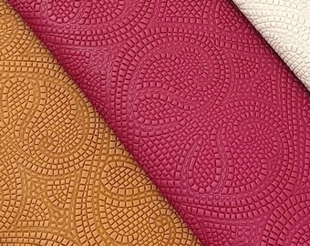 Bandana Pattern Embossed Genuine Leather for Earrings, Acessories and Craft - Pre Cuts 12x12inch / 30x30cm (Pack with 2 Pieces)