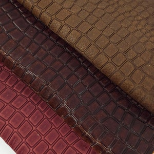 Crocodile Pattern Embossed Genuine Leather for Earrings, Acessories and Craft - Pre Cuts 12x12inch / 30x30cm (Pack with 2 Pieces)