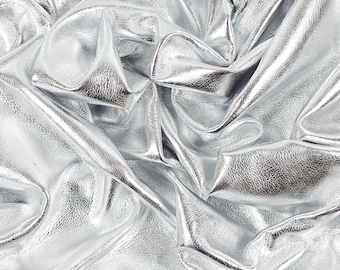 Silver Metallic Milled Calf Soft Leather