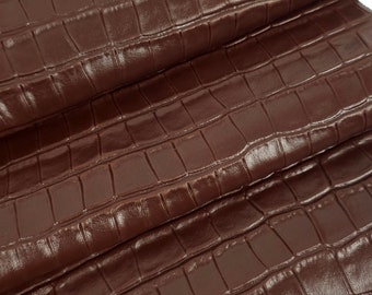 Downtown Brown Crocodile Alligator Leather Embossed Texture Amazing Relief LFC 1982