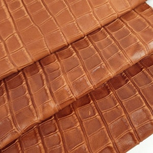 Pecan Brown Crocodile Alligator Leather Embossed Texture Amazing Relief LFC 1982