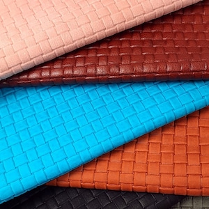Large Basket Weave Embossed Genuine Leather for Earrings, Acessories and Craft -  Pre Cuts 12x12inch / 30x30cm (Pack with 2 Pieces)