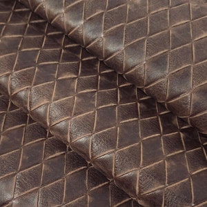 Cuir de qualité supérieure gaufré Abuja tressé muscade