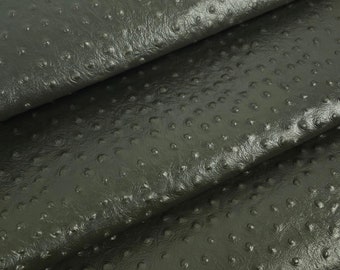 Deep Forest Ostrich Embossed Relief Leather