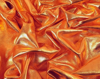 Orange 7269 Metallic Milled Calf Soft Leather