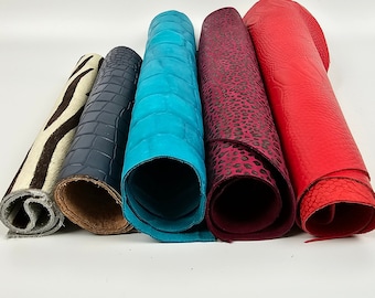 0.5kg: Animal Printed/Embossed Scraps | Offcuts | Pieces | Pack Leather (Minimum 5x5inch/12,50x12,50cm)