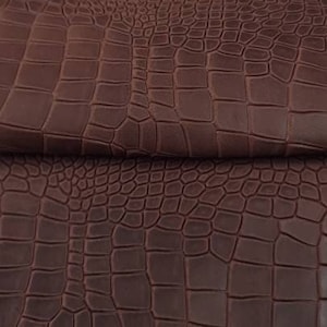 Rusty Brown Bicolor Crocodile Alligator Leather Embossed Amazing Relief 0Z 1581