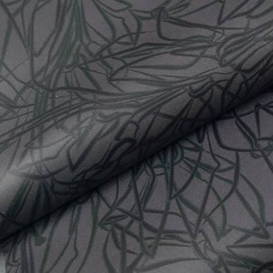 Grey Green and Black Floret Printed Leather