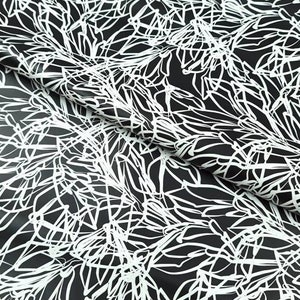 Black and White Floret Printed Leather