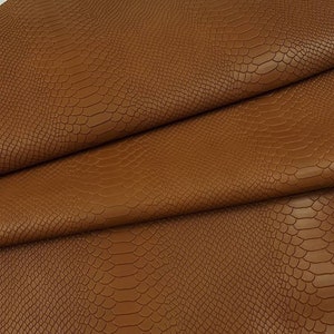 Cuir de veau Camel Anaconda en relief incroyable, motif serpent, 0Z 1988