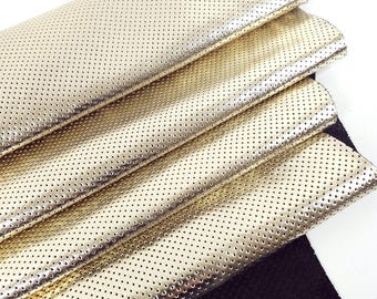 Champagner Metallic perforiertes weiches Leder