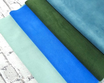 Green and Blue Tones Premium Genuine Leather for Small Projects Acessories and Craft - Pre Cuts 12x12inch / 30x30cm (Pack with 2 Pieces)