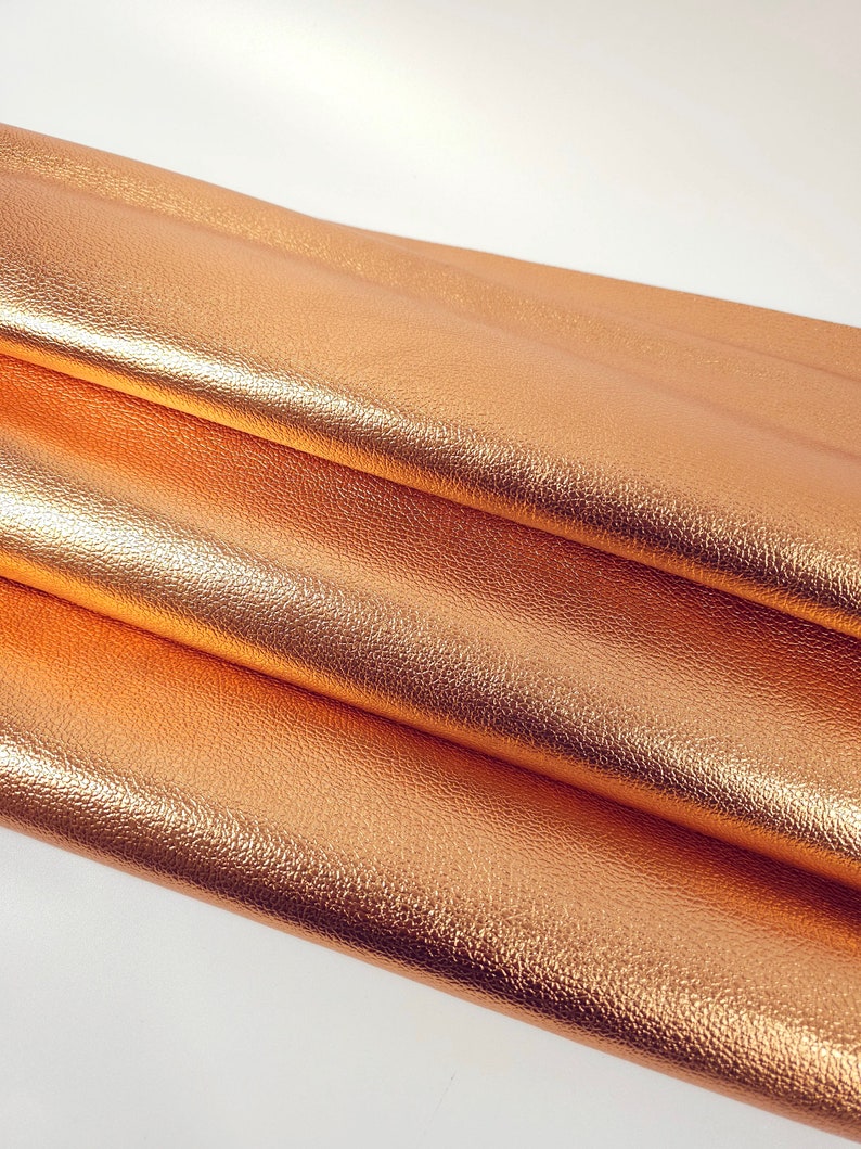 Tangerine Metallic Embossed Calf Leather image 3