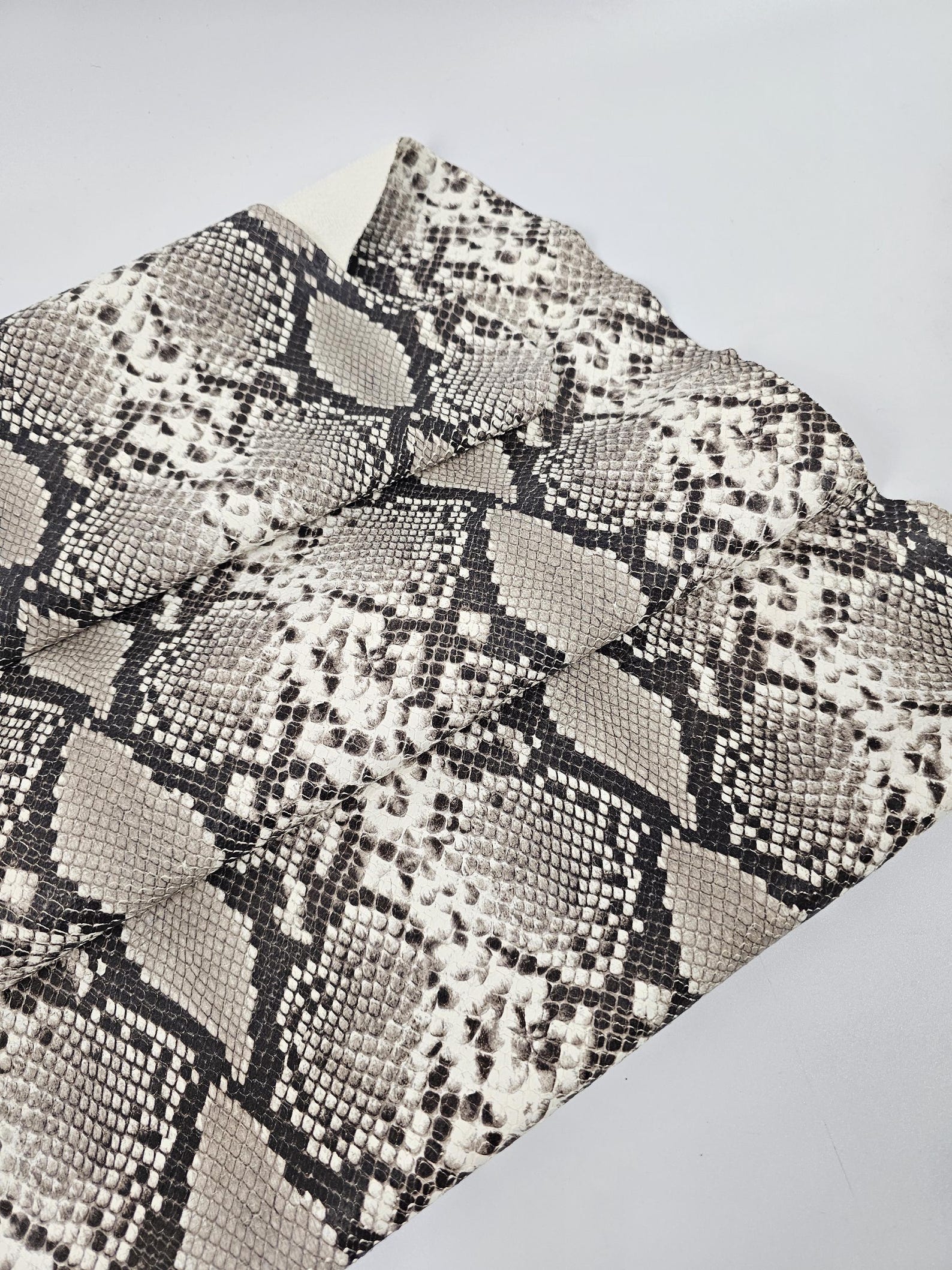 White and Black Laminated Snake Pattern Relief Leather - Etsy