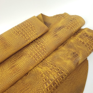 Sunflower Vintage Pull Up Crocodile Alligator Leather Embossed Texture Amazing Relief OZ 2018 V2