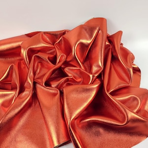 Orange 9044 Cuir de veau souple laminado métallisé luxueux