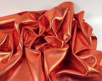 Orange 9044 Laminado Metallic Luxurious Calf Soft Leather