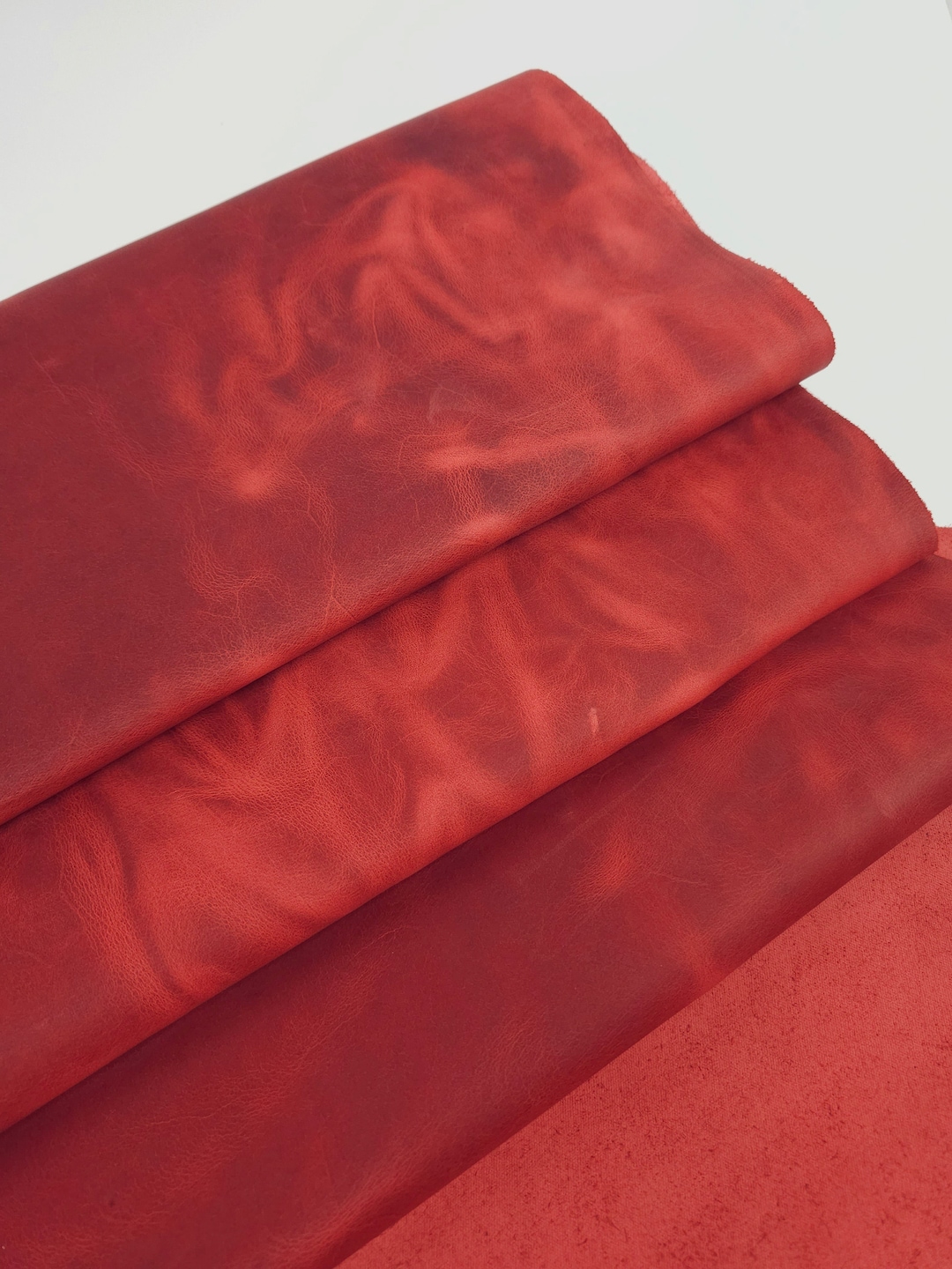 Pompeian Red Crazy Horse Vintage Pull up Rustic Leather Etsy