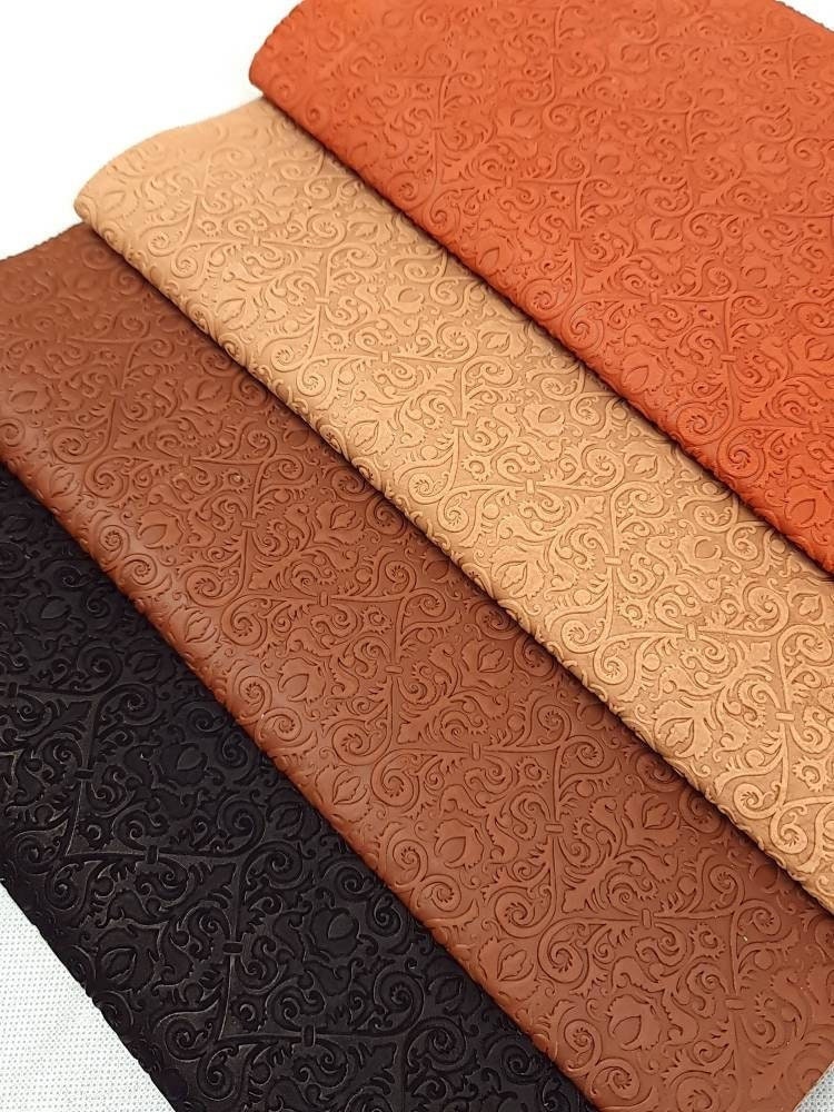 Western Tooled Embossed Genuine Leather for Earrings, Acessories and Craft - Pre Cuts 12x12inch / 30x30cm (Pack with 2 Pieces)